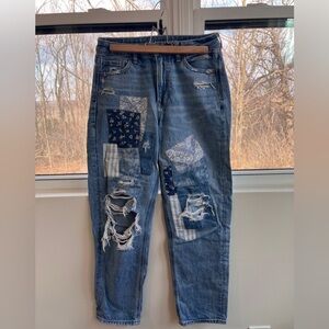 American Eagle Blue Patchwork Jeans